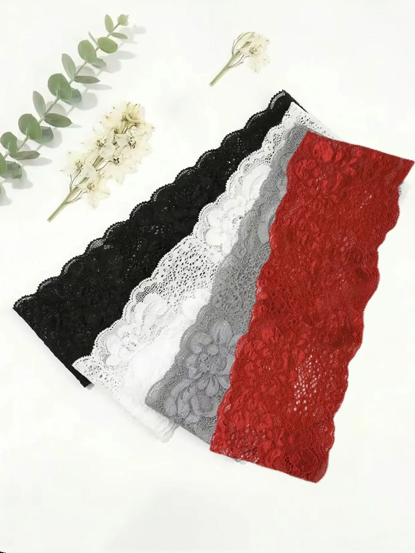 4 Pcs Lace Flower Braided Headbands for Women,Vintage Elegant Elastic Fashion Hair Bands, WideEdge Design, Suitable for Daily Use, Sports, Travel,Flower Hair Accessories, Cute Headbands