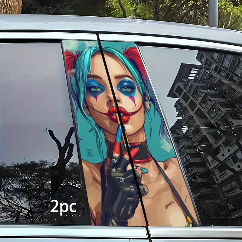 [Roller Packaging] 2pcs, Very Beautiful And Interesting, B-Pillar Car Stickers, Landscape Waterproof Sunscreen High-Definition Stickers, Semi-Gloss, Polyethylene Material, Suitable for Glass Metal Plastic Ceramic Wood Surfaces