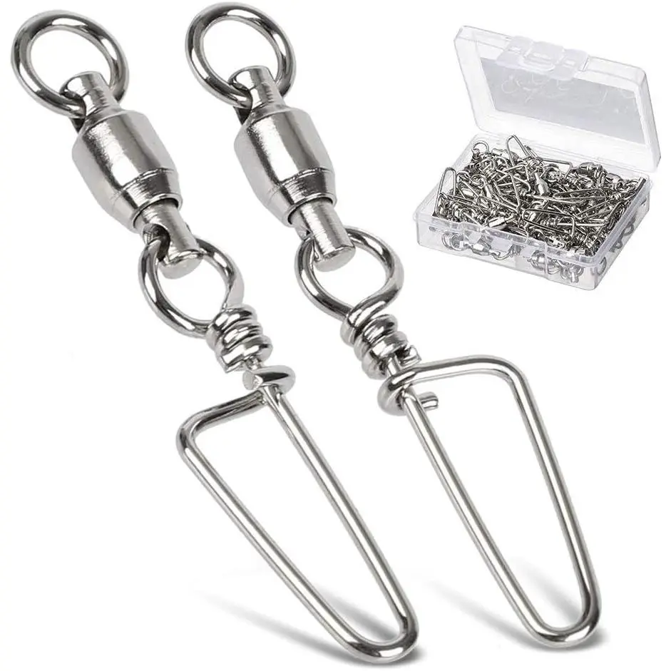 High Strength Fishing Snap Swivels - Stainless Steel Ball Bearing Swivels - Saltwater & Freshwater Fishing