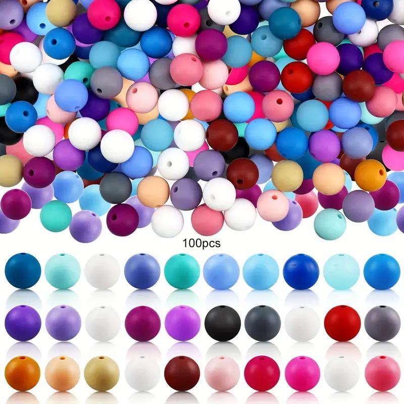 12mm Round Silicone Bead (100pcs), Mixed Color Bead, DIY Jewelry Making Supplies for Necklace Bracelet Keychain Earrings Pendants Crafts, Durable Beads