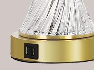 Touch Control Dimmable Table Lamps for Bedrooms, 3-Way Gold Crystal Bedside Lamp with USB Ports, Set of 2 Contemporary End Table Lamps with White Drum Shade for Living Room Reading, LED Bulbs Included