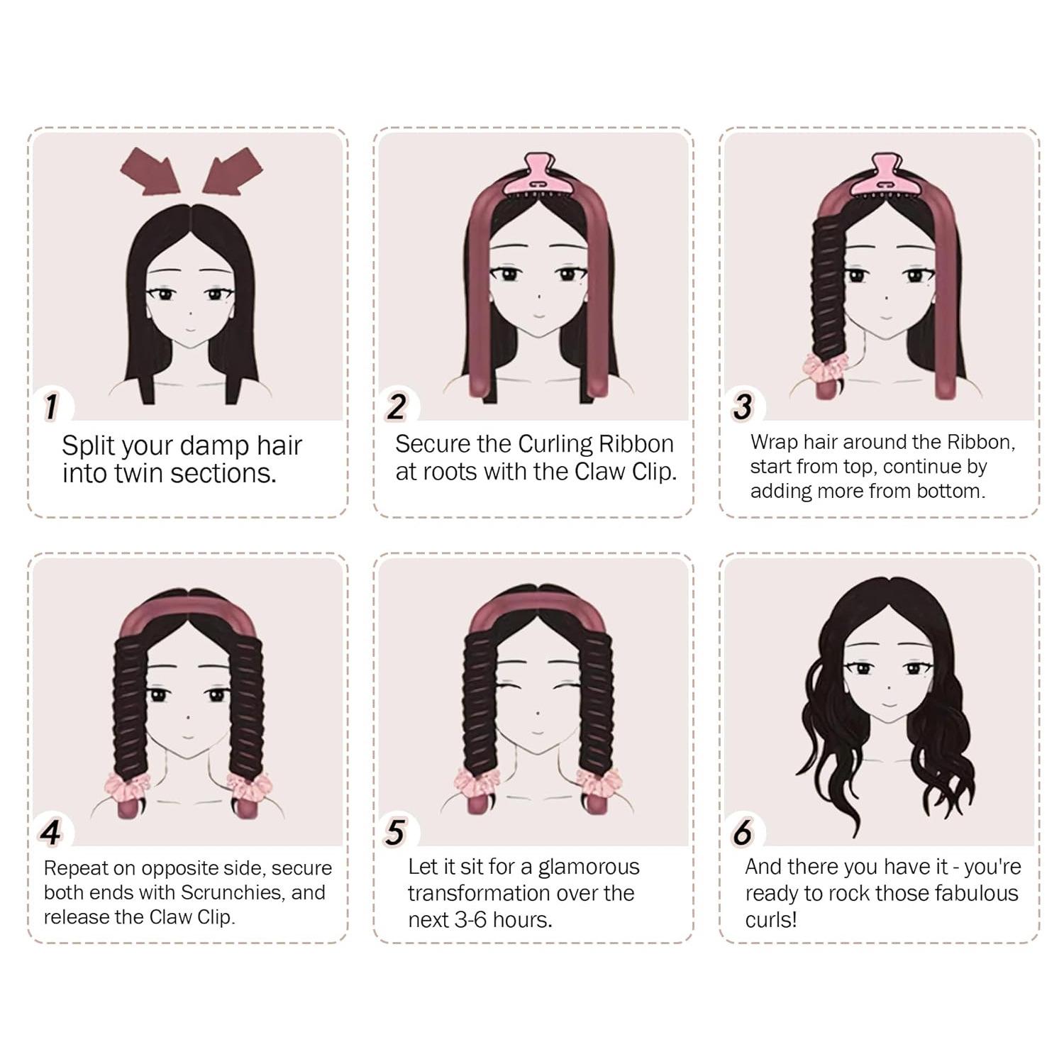 No-Heat Curler Set for Natural Sleep Curls, Simple Design Single Pack, Heatless Curling Set, Heatless Hair Curler