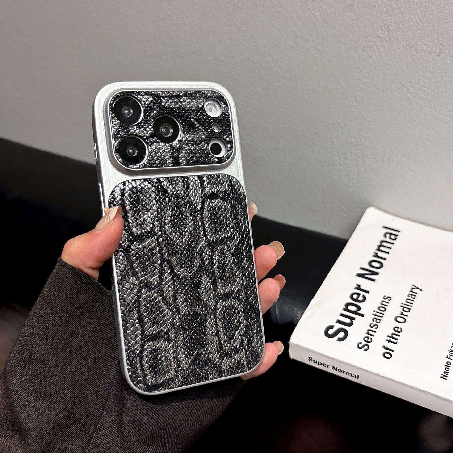 Crocodile Skin Pattern Glitter Phone Case for iPhone 17 Pro Max, 16 Pro, 15 Pro, Precise Cutouts