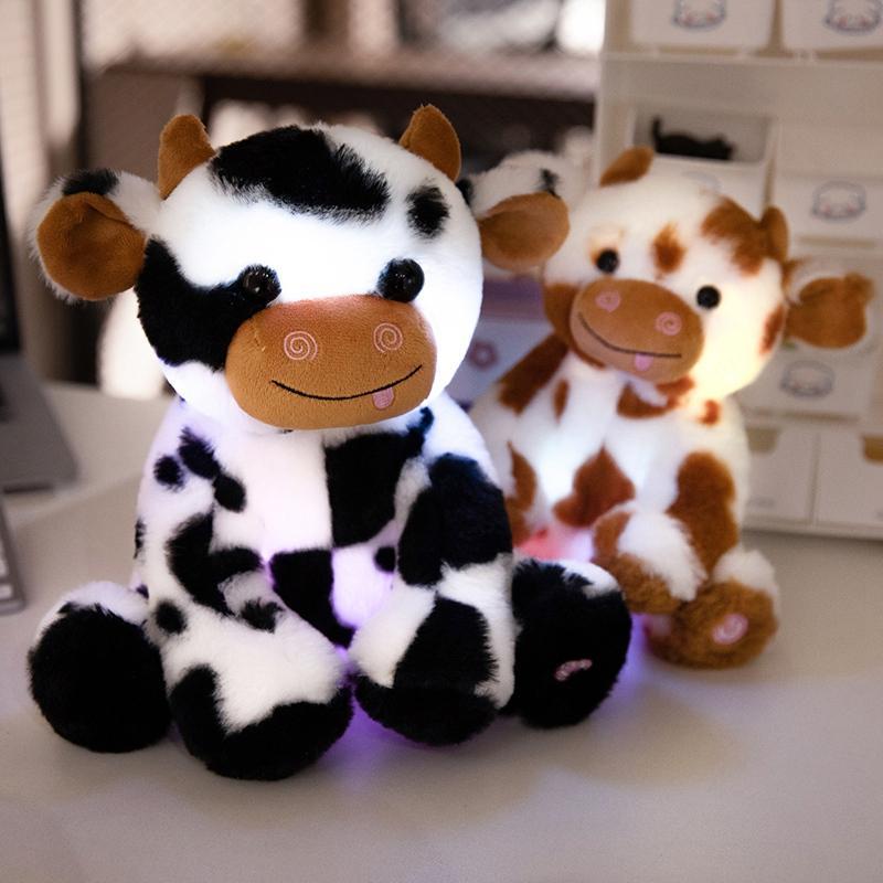 Cow Design Plush Toy, Huggable Stuffed Animal, 1 Count Cute Glow in the Dark Cow Plush Doll, Lighting Up, Birthday Gift for Teenagers, Home Decor