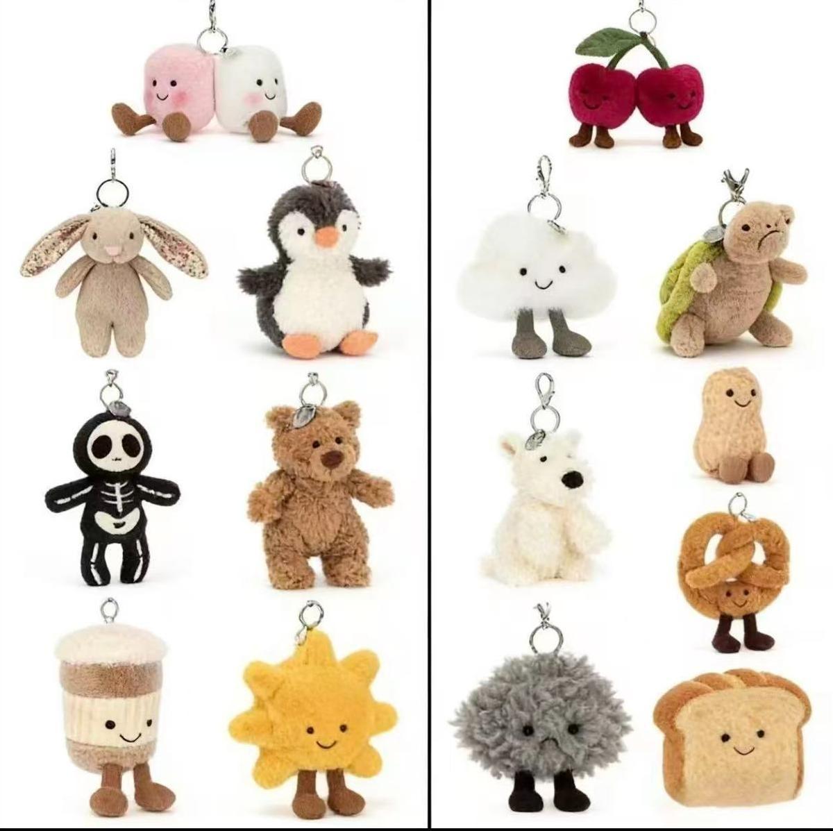 100 Styles Cute Plush Keychain Set Super Soft Animal Bag Charm Multi-Pack for Backpack Purse Gift for Women Girls Kids Birthday Christmas Stocking Stuffer