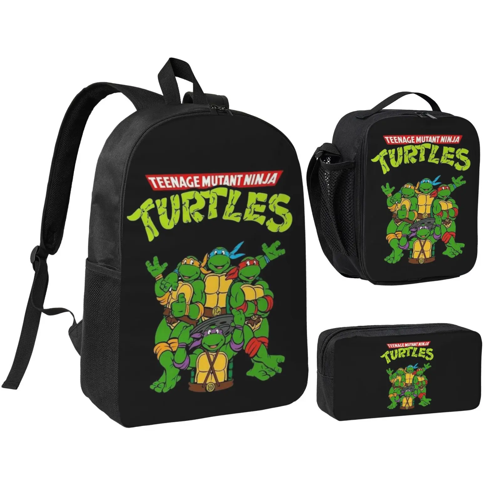 Anime Ninja Turtle1 3Pcs School Backpack Set for Teen Boys Girls, Adjustable Shoulder Straps Lightweight Bookbag with Insulated Lunch Bag & Pencil Case, School bag, Travel Office Daily Bag