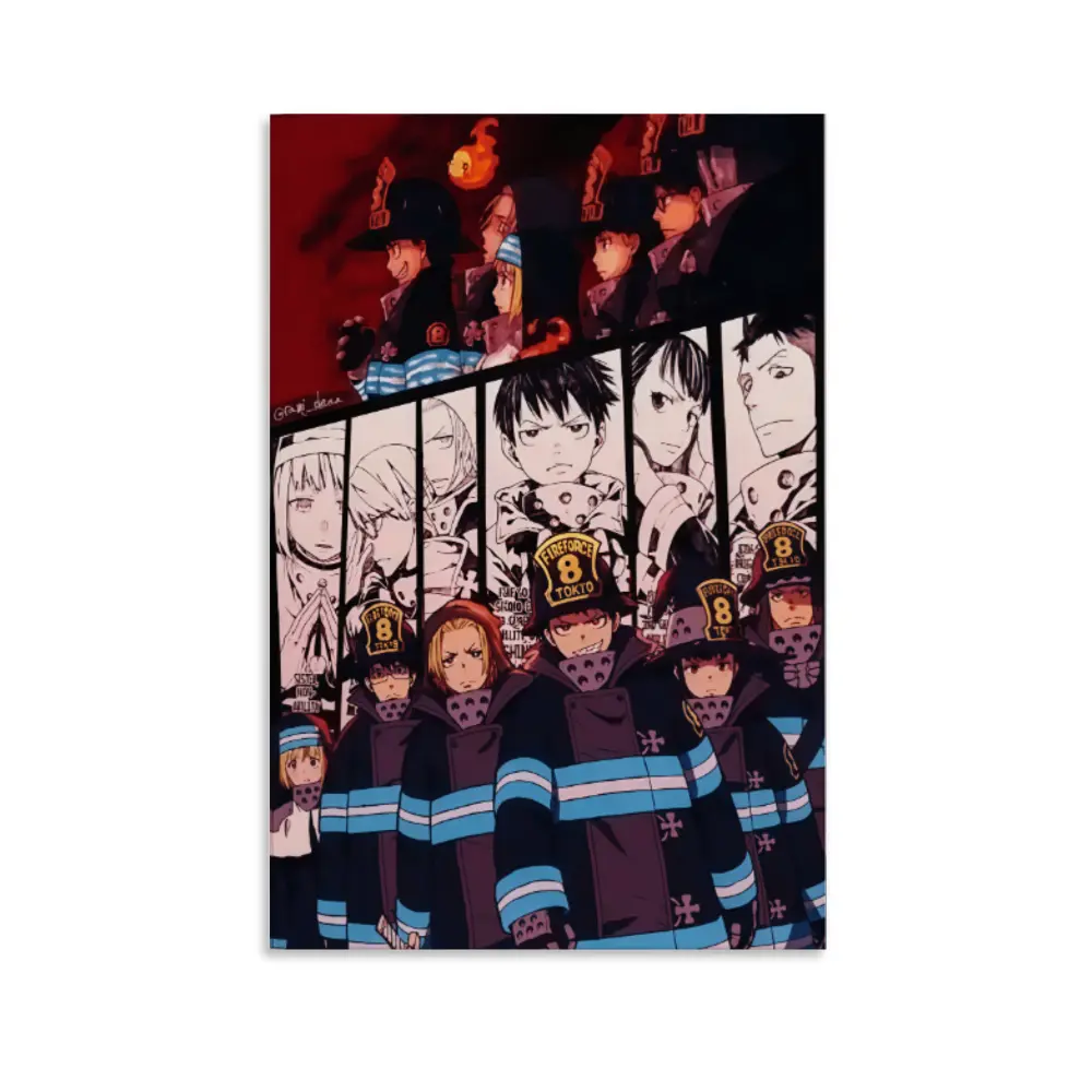 Japanese Anime Fire Force Ultra HD Fade Resistant Canvas Wall Art - Lightweight Decorative Poster, Multi-Size Kid Room Dining Room Decor, Customizable Modern Home Gift for Classroom