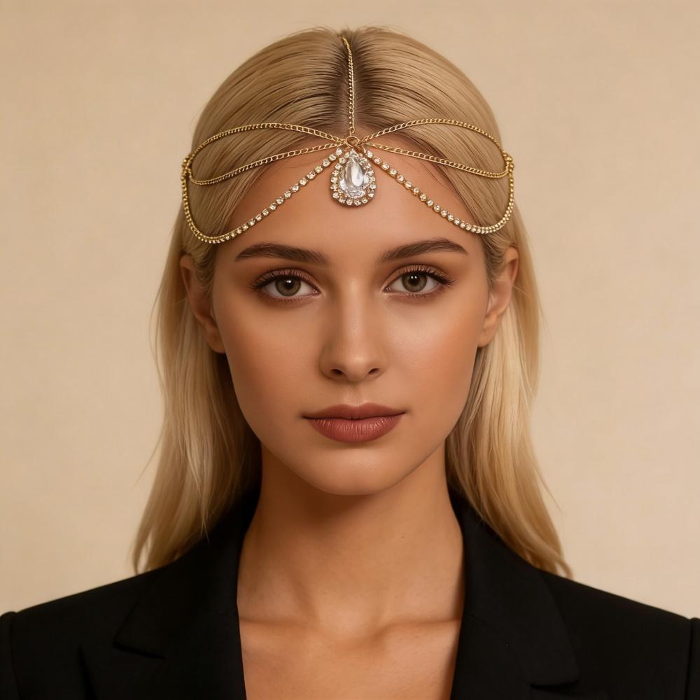 Super ethereal crystal forehead ornament for women, niche exotic bohemian style hair accessory, vintage headpiece, bridal forehead chain, forehead pendant