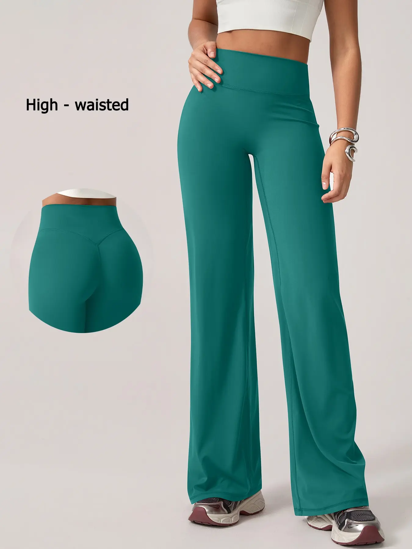 Women's High-Waist Sporty Flare Pants, Cloud Fabric, High Elasticity, Slim-Fitting, Quick-Dry, Ideal for Gym and Daily Wear, High Waisted Sportswear