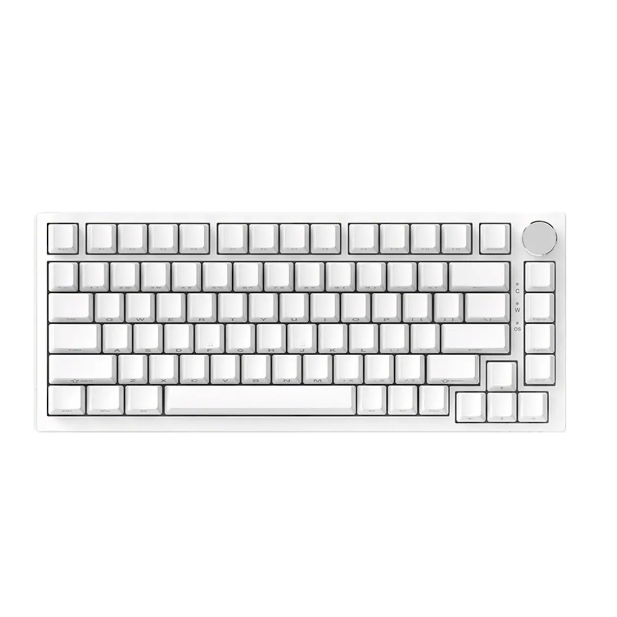 AJAZZ AK820 75% Layout Wired Gaming Mechanical Keyboard, Pc gaming keyboards, Blue Switch Side Engraved White Keycaps Metal Volume Knob FN Multimedia Function 82 Key DIY Support Multiple Systems