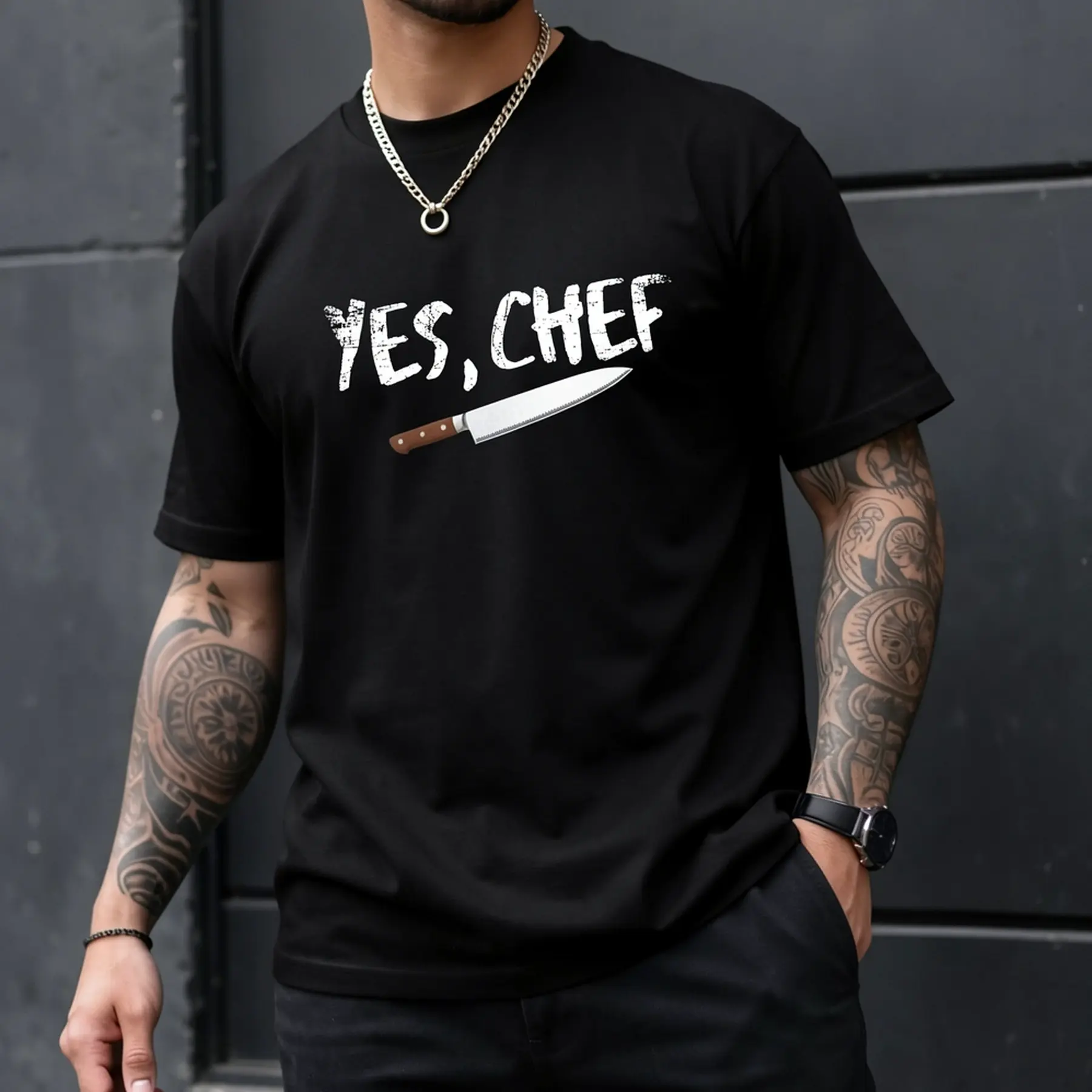 100% Cotton Unisex Yes Chef Funny Restaurant Kitchen Cooking T-Shirt - Father’s Day Gift Shirt