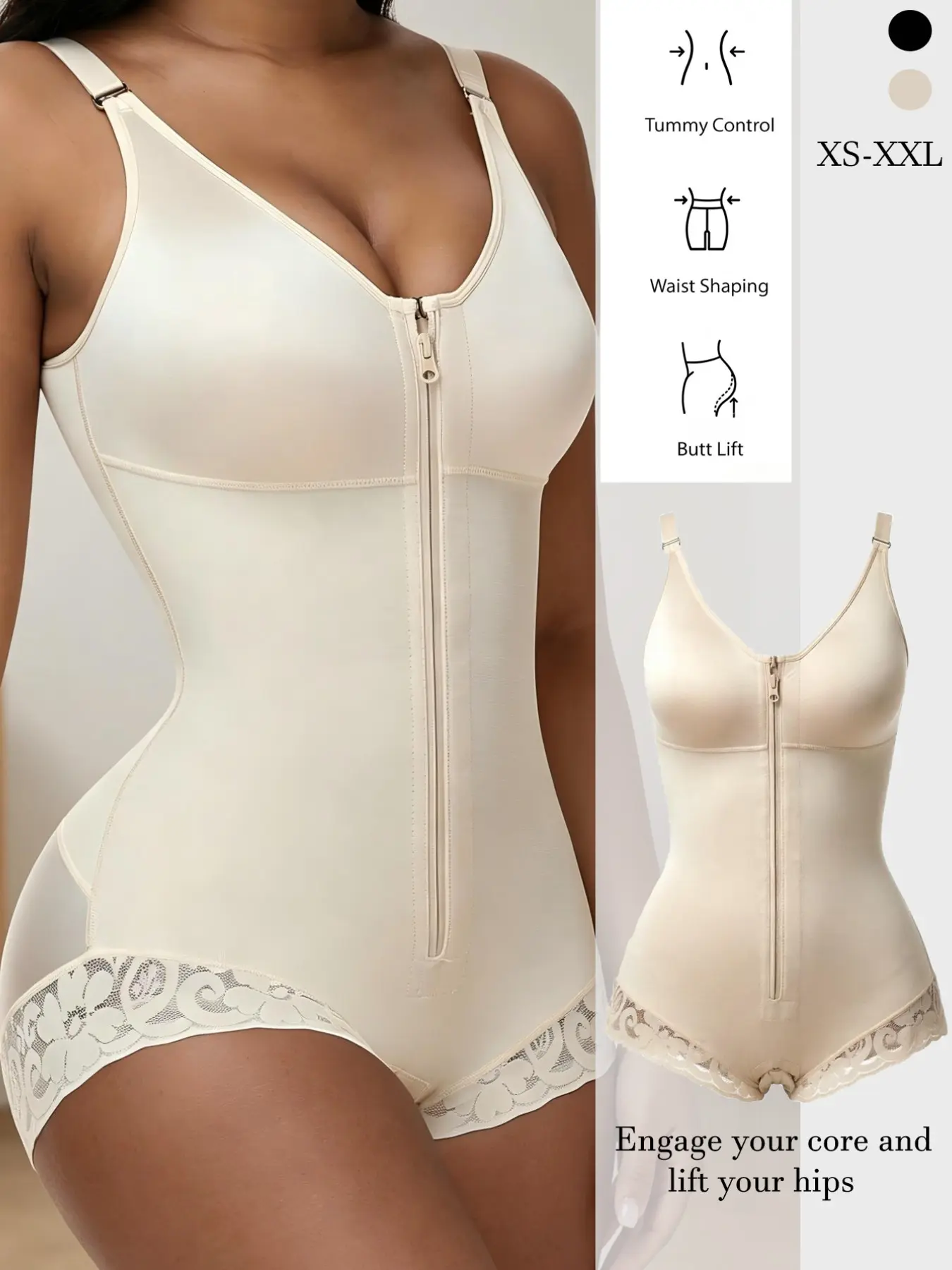 Women's Lace Waist Cincher Bodysuit, Compression Shapewear for Slimming and Lifting, Body Sculpting Seamless Design, Stretchy