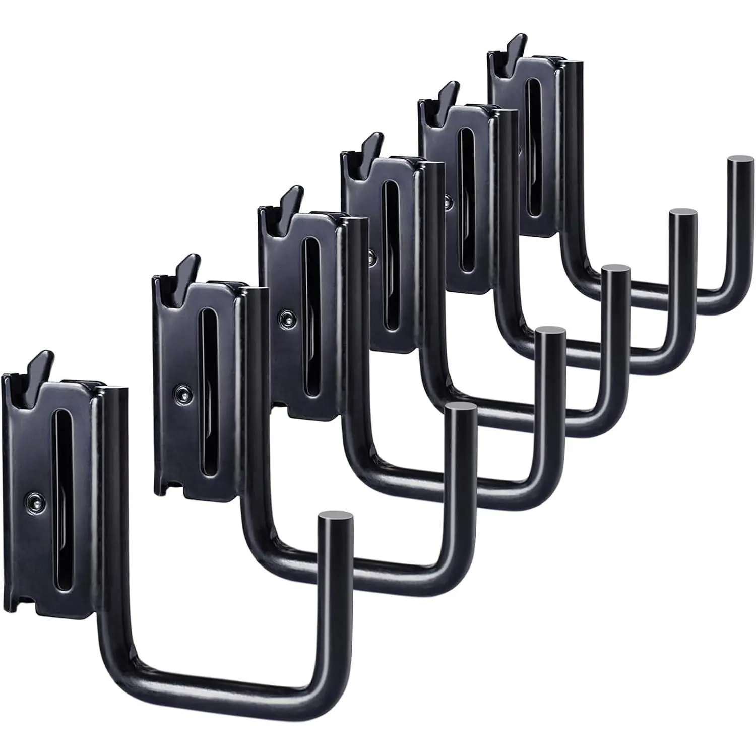 6 Pack 2" E Track J Hooks Heavy Duty Black Steel E-Track Tie Down Accessories for Box Truck Enclosed Trailer Garage Vans Warehouse Workshop