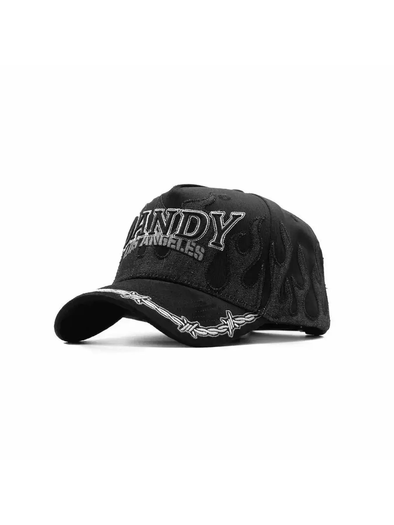 Dandy Trucker Hat, Los Angeles Embroidered Gothic Letters, Unisex Trendy Streetwear, All Seasons Fitted Cup Hat, Fashionable Mexican Hat
