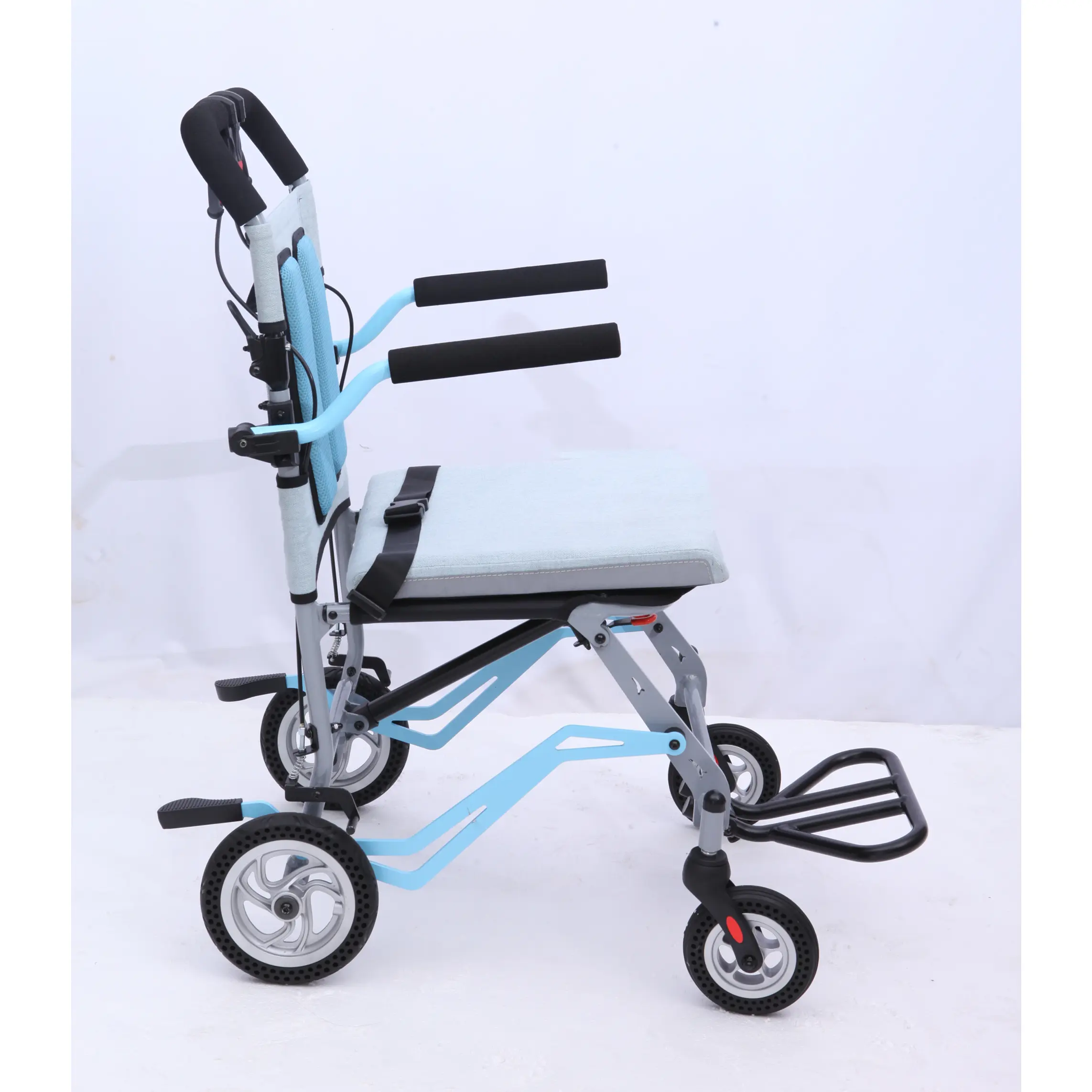 Ultra Lightweight Folding Transport Wheelchair – Portable Durable Aluminum Mobility Aid – Locking Handbrakes, Turn Over-Back Armrests, Swing-Away Footrests, 16 Inch Seat, Easy Travel – For Elderly