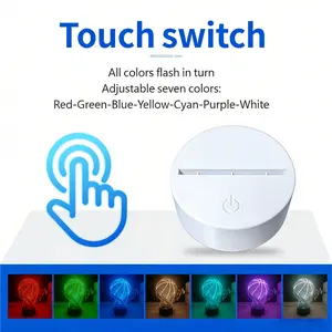 1/3/4Pcs White LED Lamp Base, 7 Colors Changing Touch Control Light Base, USB Powered Universal Lamp Holder Compatible With Acrylic Panels, Decor Accessories for Bedroom, Gaming Room and Office Desk