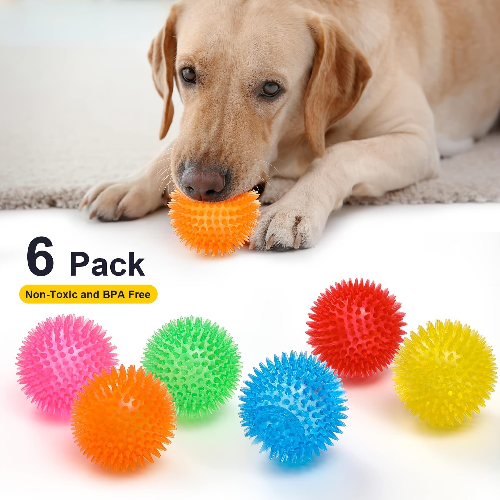 Dog Toys Ball, 3/4/6 Pack Squeaky Dog Toys, Durable Dog Toys for Aggressive Chewers, Spiky Dog Ball for Clean Teeth And Training, Fetch Toys for Large Dogs, Puppy Chew Toys for Teething