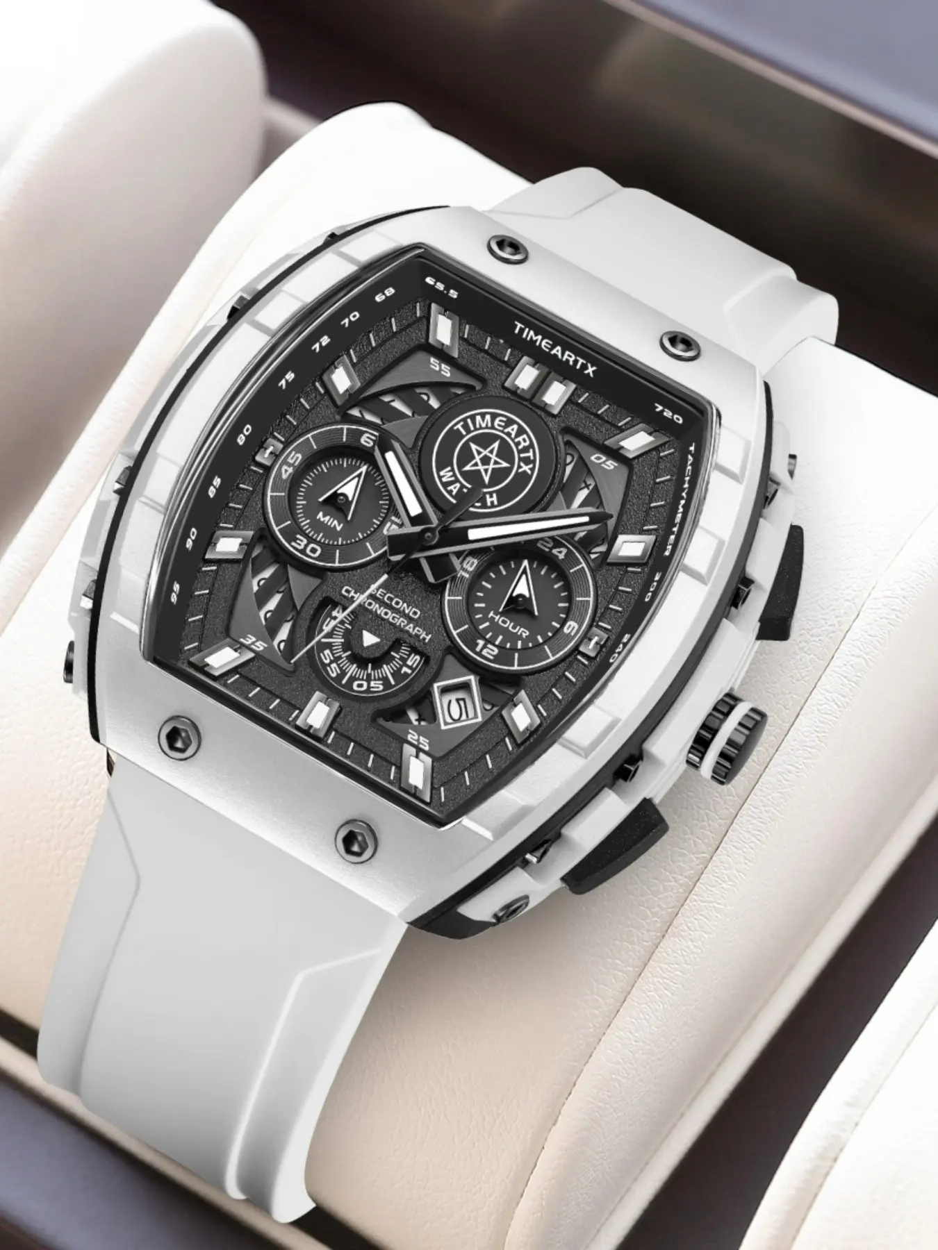 TIMEARTX Luxury Men's Watches High Quality Watches Barrel Dial Classic Design Fashion Quartz Watch Luminous Waterproof Wristwatch With Date Display Analog Quartz Watches