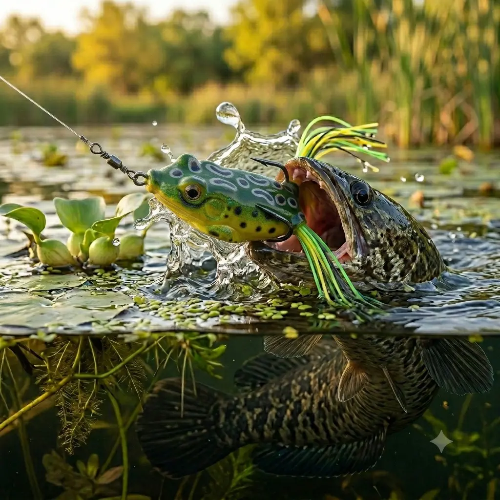 DeepJaw Outfitters Heavy Cover Topwater Hollow Frog Fishing Lures,.25 oz Weedless Soft Silicone Baits for Long Distance Casting, Explosive Strike Surface Lures for Snakehead Bass, Saltwater Fishing, Fishing Lure, Topwater Hollow Frog Lures