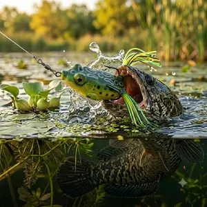DeepJaw Outfitters Heavy Cover Topwater Hollow Frog Lures, Long Distance Cast Weedless Soft Silicone Frog Baits, Explosive Strike Surface Lure for Snakehead Bass Lily Pad & Dense Weed Fishing