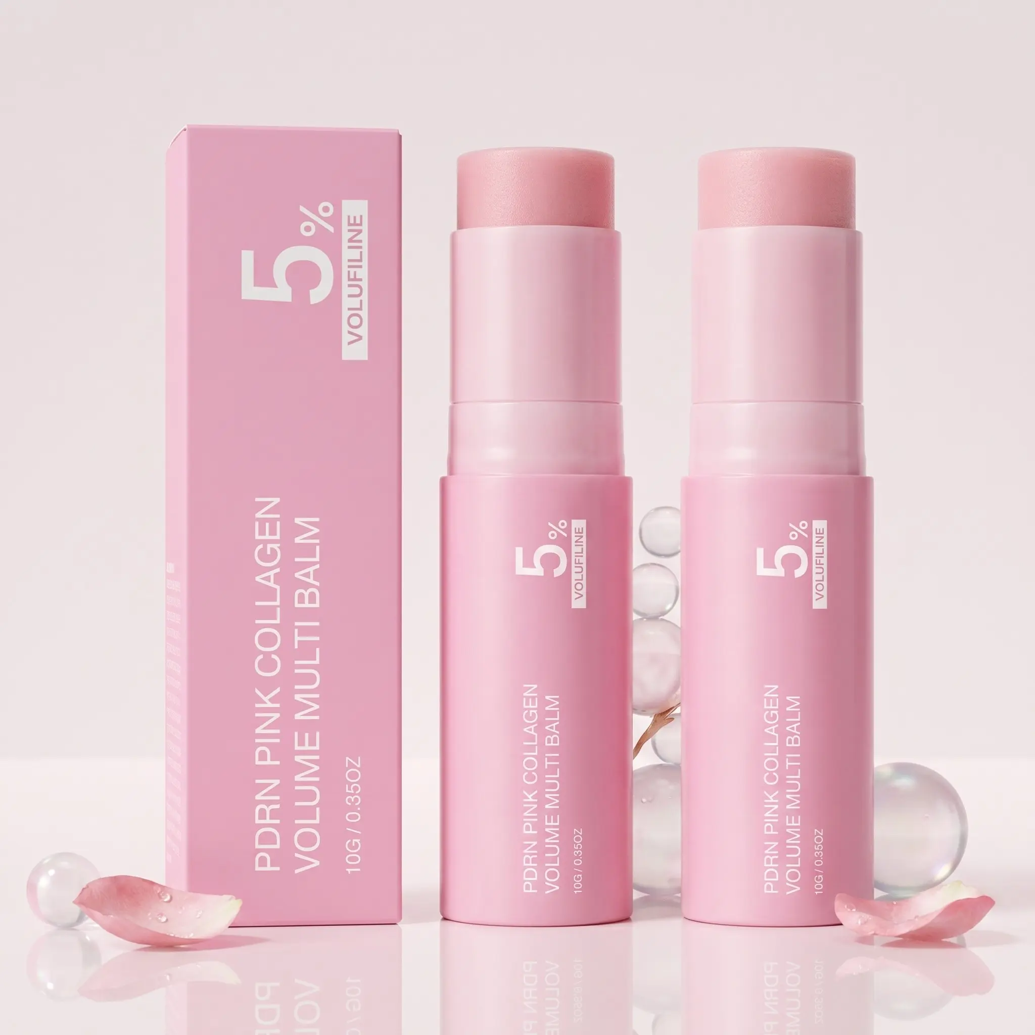 Pre-Makeup Primer PDRN Pink Collagen Plumping Moisturizing Stick (10g*2), Creamy Texture, Moisturizes Face and Neck, Pre-Makeup Skincare, Natural Fit, Tightens Skin