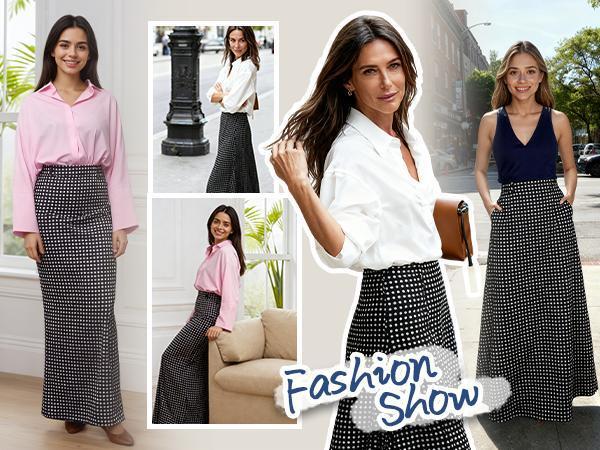 UOOZEE Women's 2026 New Autumn Spring Old Money H-Shaped Basic Womenswear Maxi Skirt, Minimalist Solid Loose Fit Zipper Elegant Daily Outings Date Night Outfit, Commuting Bottoms with Pockets