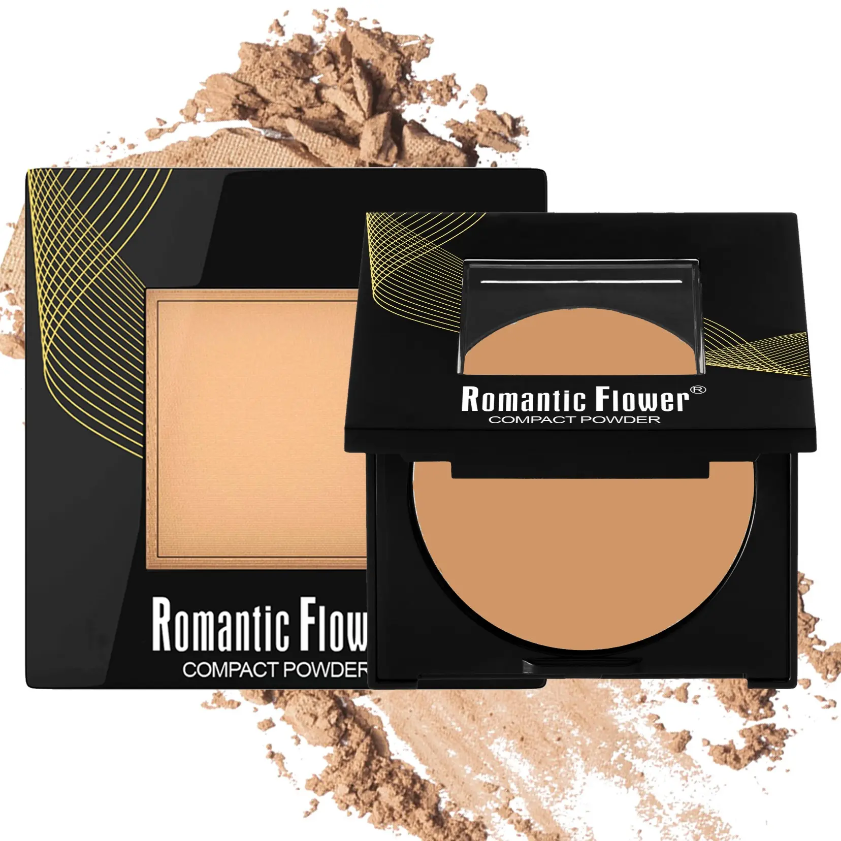 3 Color Matte Compact Powder,Natural Long-Lasting Waterproof Full Coverage Contour Powder Cake, Facial Contouring Powder with Mirror and Puff