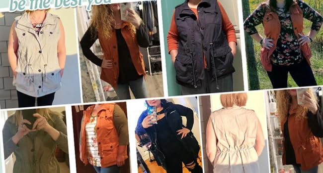 Imily Bela Women's Casual Military Utility Vest Lightweight Sleeveless Drawstring Jackets with Pockets