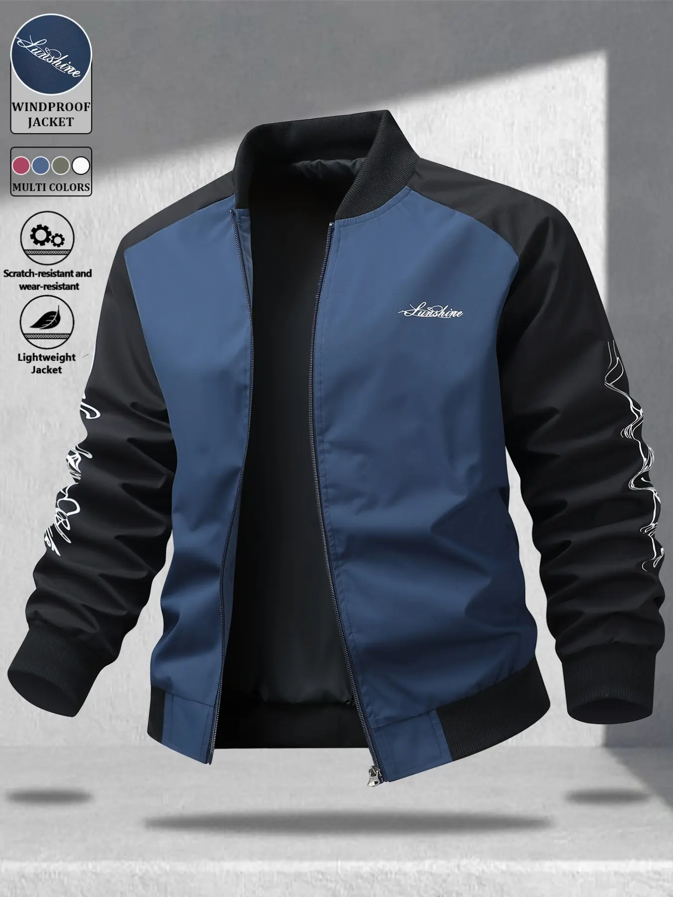 Men's Street Style Colorblock Baseball Collar Jacket, Casual Long Sleeve Pullover, Durable Lightweight Fabric, All-Season Fashion