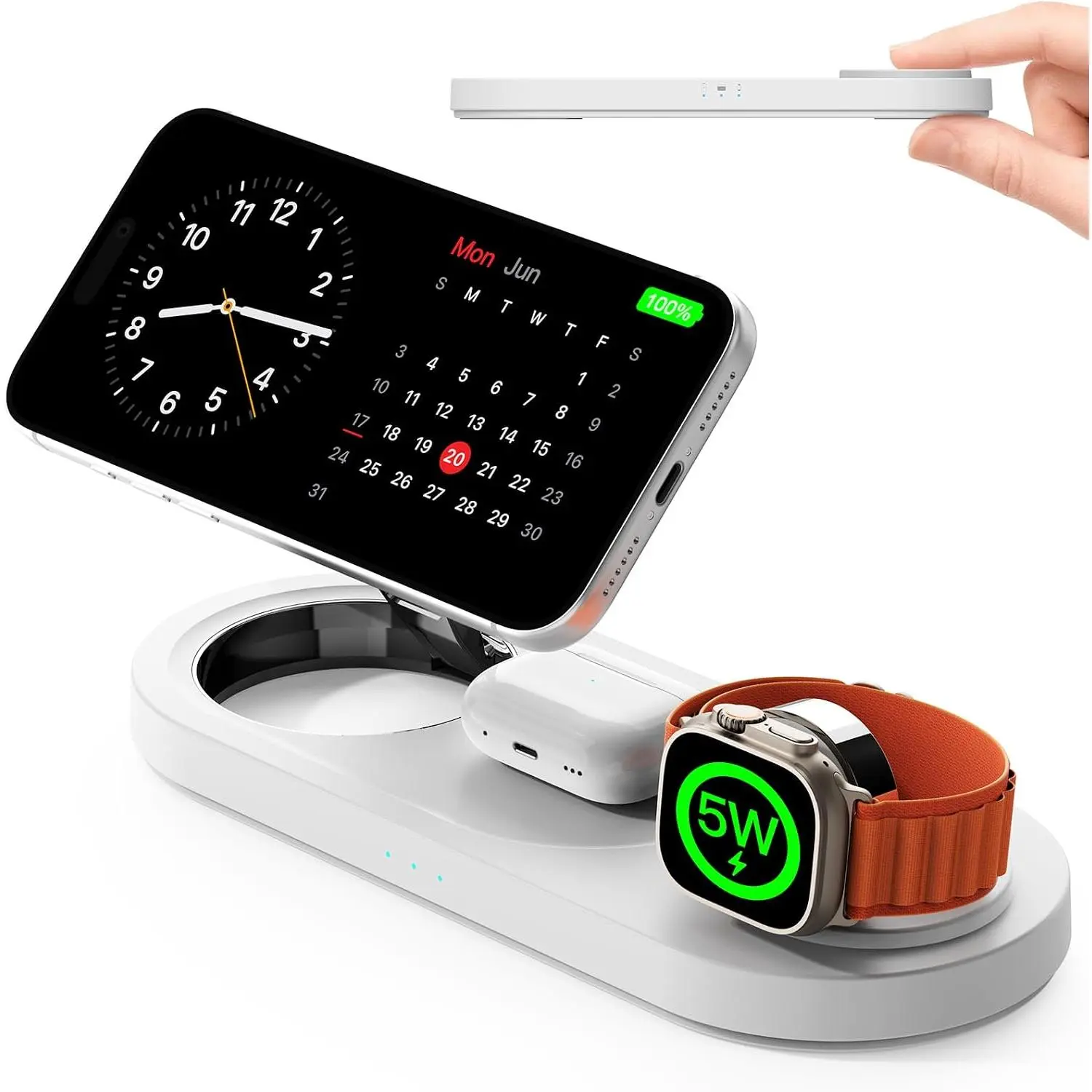 Foldable 3 in 1   Station for  Magsafe Charger Stand |    Charger Station for  17 Air 16 15 14 13 12 Series,Airpods Pro, Watch