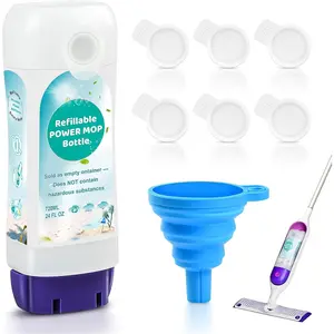 Refillable Bottle for (R) Power Mop(TM) - 24 FL.OZ  HDPE Container with 6 Leak-Proof Seal & 1 Funnel, Easy Install for Use with Any Cleaning Solution