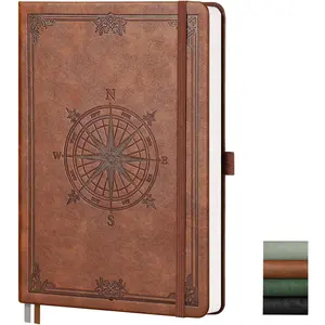 Blank Journal Notebook, 192 Pages, A5 Medium Size (5.7'' x 8.3''), Leather Hardcover, 100 GSM Thick Paper, for Sketching, Drawing, Painting (Brown)