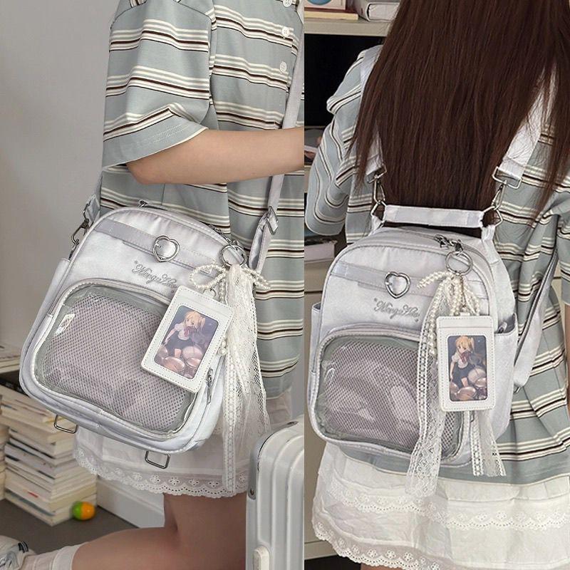 Y2K New Women Cute Ita Backpacks Lolita Girl Transparent Bag Fashion Shoulder Crossbody Bag Large Capacity DIY Display Knapsacks