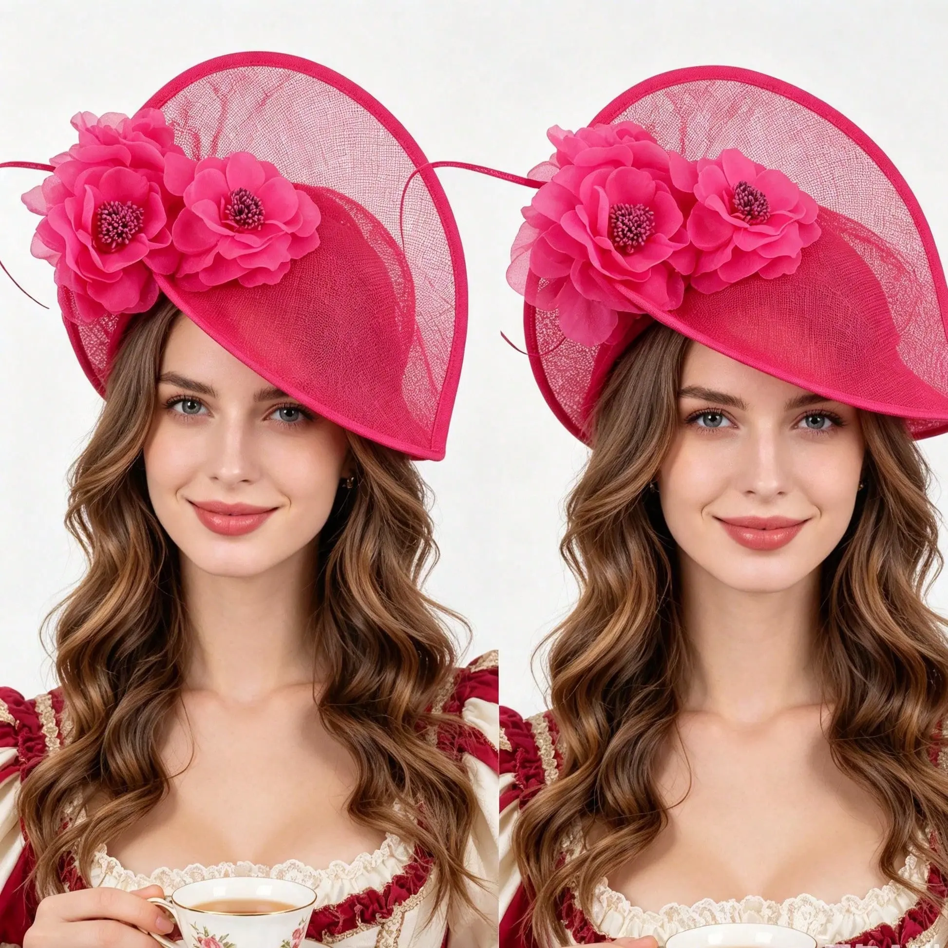 Women's Vintage Feather Accent Mesh Bridal Fascinator Hat - Lightweight Soft, One Size Wedding Party Elegant Hair Accessory Fashion Ornament