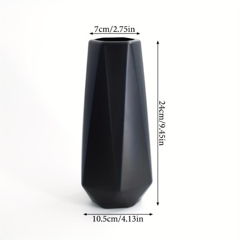 Modern Geometric Vase - Black Cylindrical Design, Durable Plastic, No Electricity Needed, Perfect for Home Decor, Living Room, Bedroom, Office - Ideal Gift for Designers, Vases Home Decor, Decorative Centerpiece, Contemporary Style, Elegant Craftsmanship