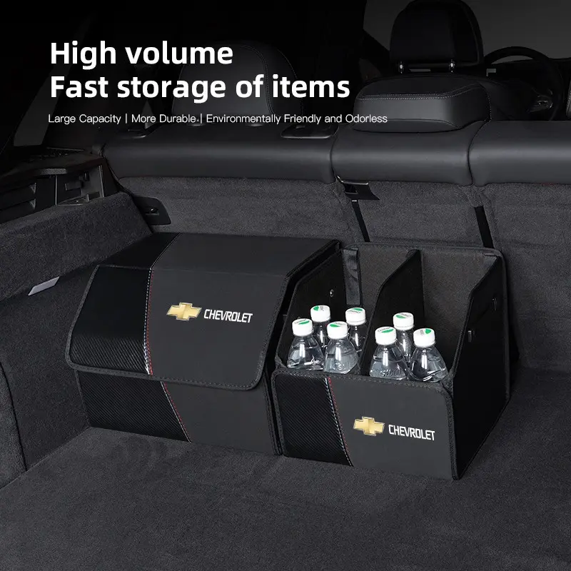 Storage Box Leather Multipurpose Collapsible Car Trunk Storage Organizer Car Trunk Organizer Stowing Tidying For Chevrolet Corvette Montana TrailBlazer Silverado Traverse Camaro Suburban Equinox Bolt Cruze Malibu Colorado Trax SS Spark Captiva Onix Spin