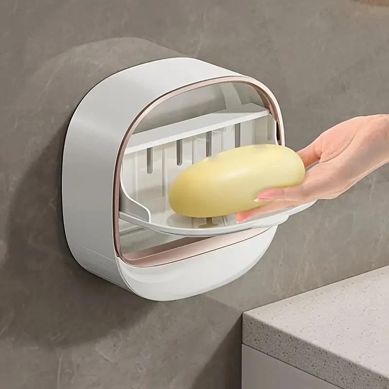 Luxury Wall-Mounted Soap Holder with Lid, Leak-Proof Soap Dispenser for Bathroom & Kitchen, Elegant Desktop Accessory, Perfect Gift, Bar Soap Holder