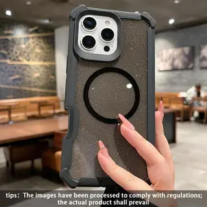Magnetic Shockproof Soft Shell Protective Phone Case Cover with Glitter Design, Corner Protection, Fits iPhone 17 Pro Max, 17, 16 Pro Max, 15, 14, 13, 12, 11