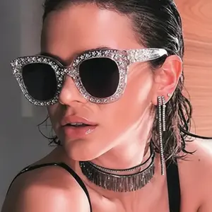 European and american fashion new large frame square sunglasses - unique anti-scratch diamond-studded starry sky sunglasses - cross-border sunglasses