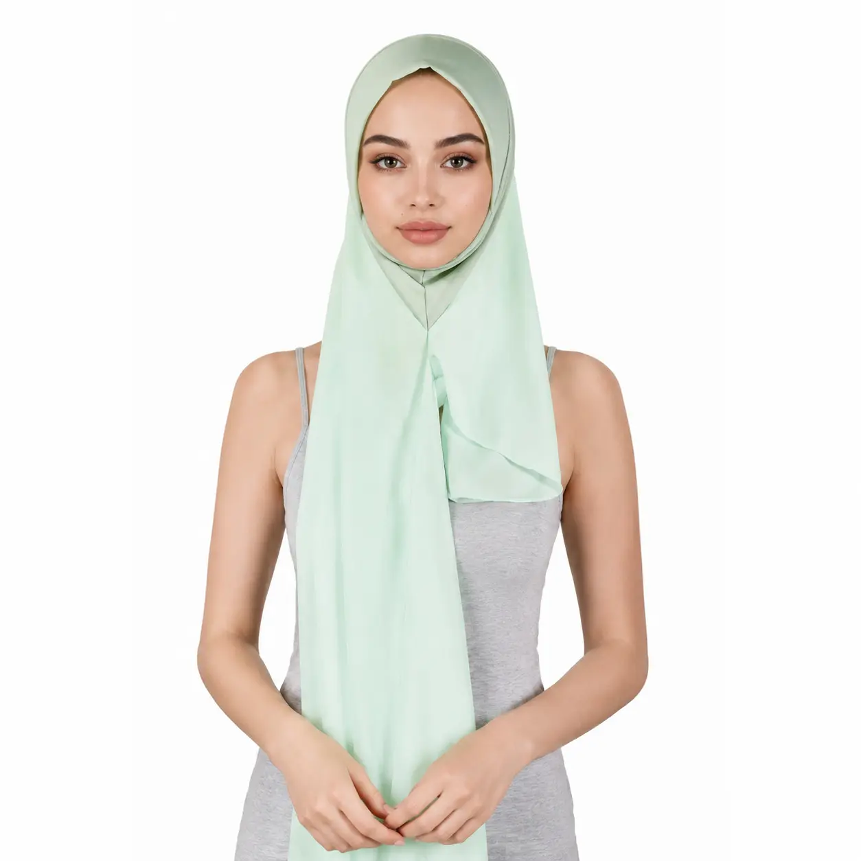 Effortless Instant Chiffon Hijab Scarf Pinless Slip On Head Wrap Breathable Built In Undercap Modest Everyday Headwear