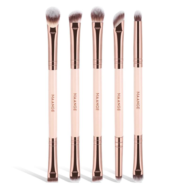 MAANGE 5pcs Professional Dual-Ended Eye Makeup Brush Set, Makeup Brush Kit,Eyeshadow Brush Eyeliner Brush Eyebrow Brush Detail Brush,Precision Cosmetic Brushes for Flawless Eye Makeup,Perfect for Beginners and Professionals,At Home Or On-The-Go