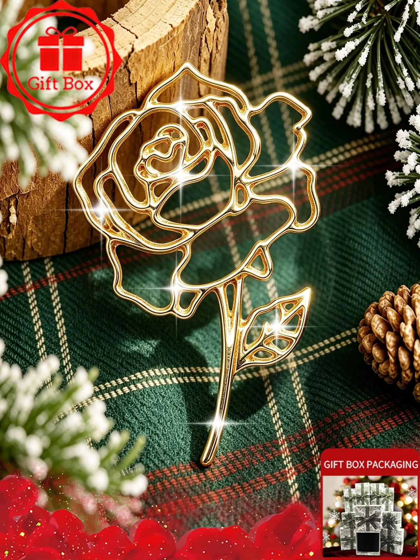 Rose Brooch with gift box, 2026 spring and summer new style, elegant and fashionable. Wearing at banquets and holidays, Also be used as an accessory for autumn and winter sweaters and coats. Perfect as a birthday gift for family, friends and couples.