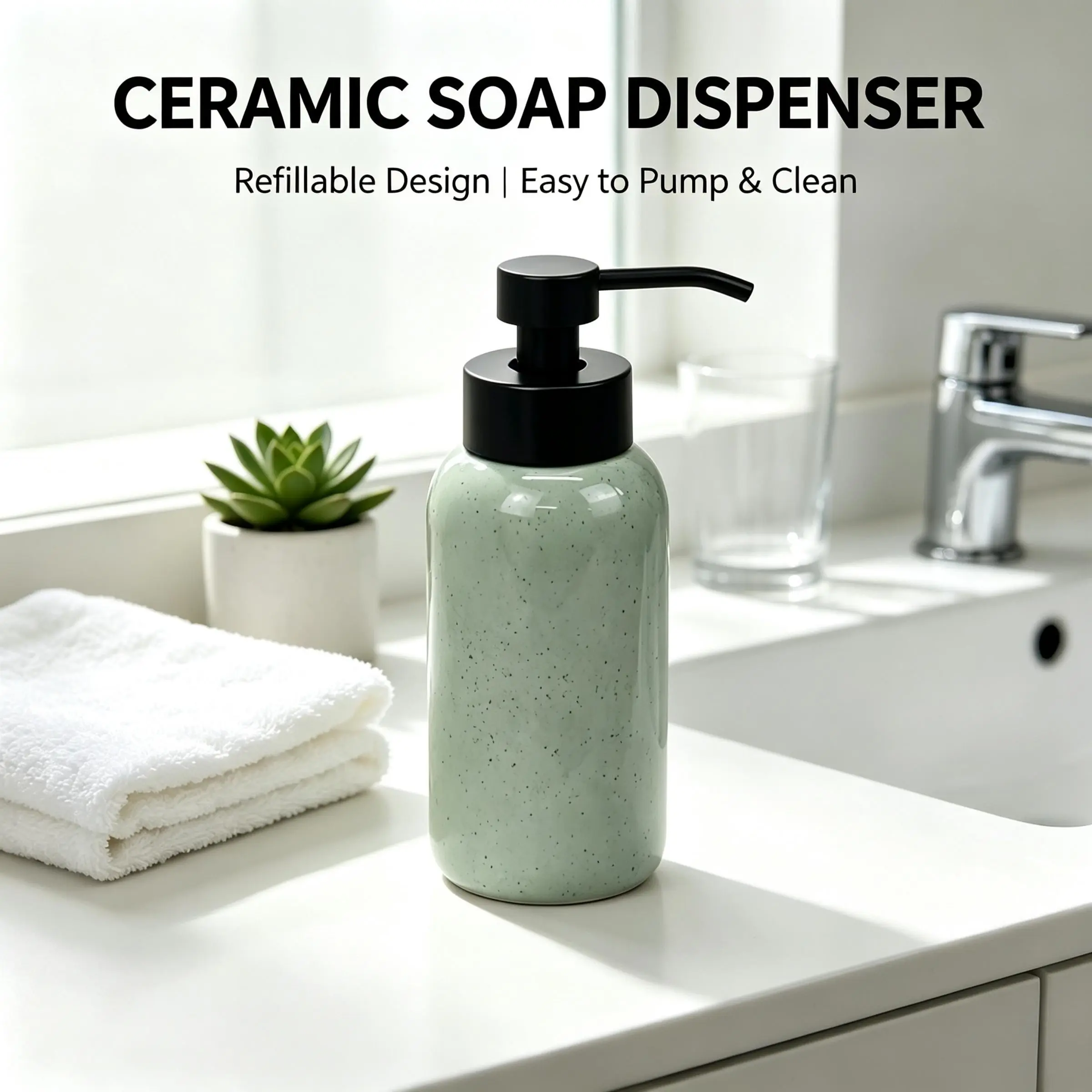 Ceramic Soap Dispenser, Luxury Style, Simple European Design, Hand Sanitizer, Shower Gel, Kitchen Bathroom Accessory