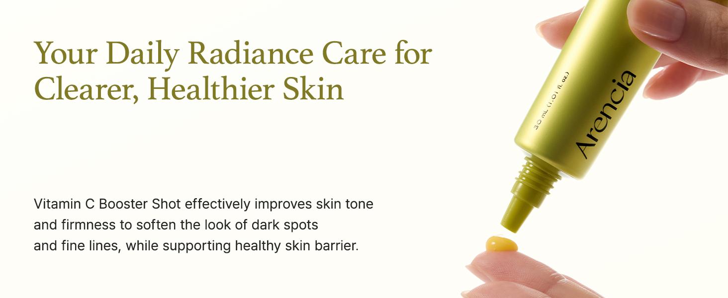 Arencia Vitamin C Booster Shot Serum with Glutathione, Niacinamide and Vitamin E for Dark Spot Care, Fine Lines & Wrinkles, Glass Skin, Korean Skincare 30ml/1.01 fl.oz