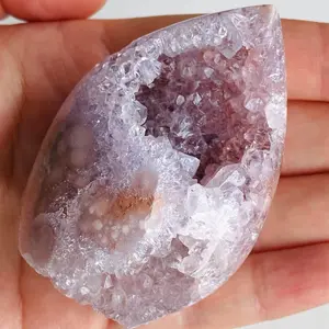 1 high-quality purple pink crystal decoration - in the shape of a pink purple water droplet, polished crystal stone, is an ideal choice for party gifts. Very suitable for home decoration and various holiday gifts