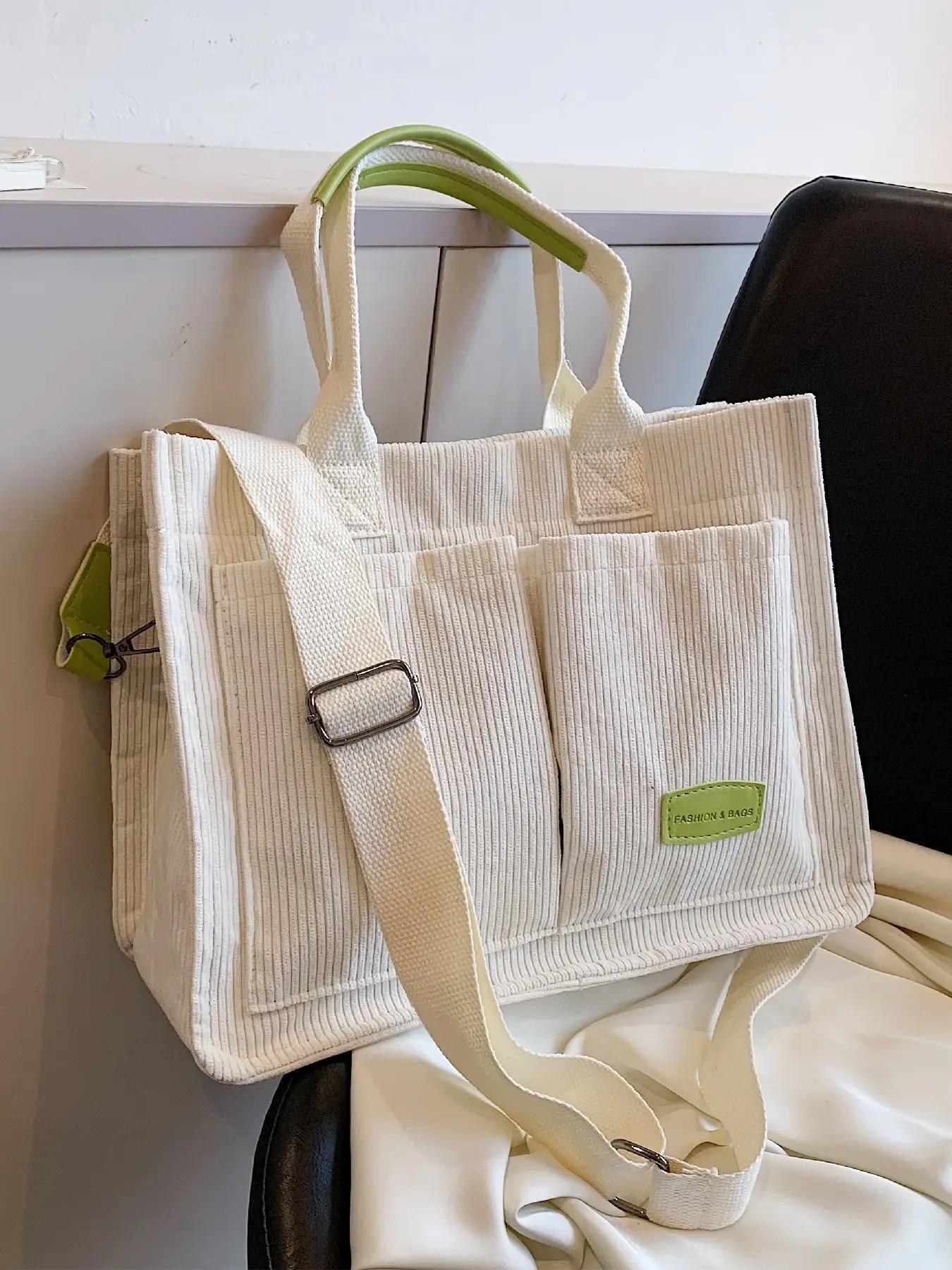 Summer Everything Tote Bag for Women, Plain/Cherry Pattern Work Bag, Everyday Shoulder Bag, Trendy Versatile Commuting Bag, Girl Large Beach Bags