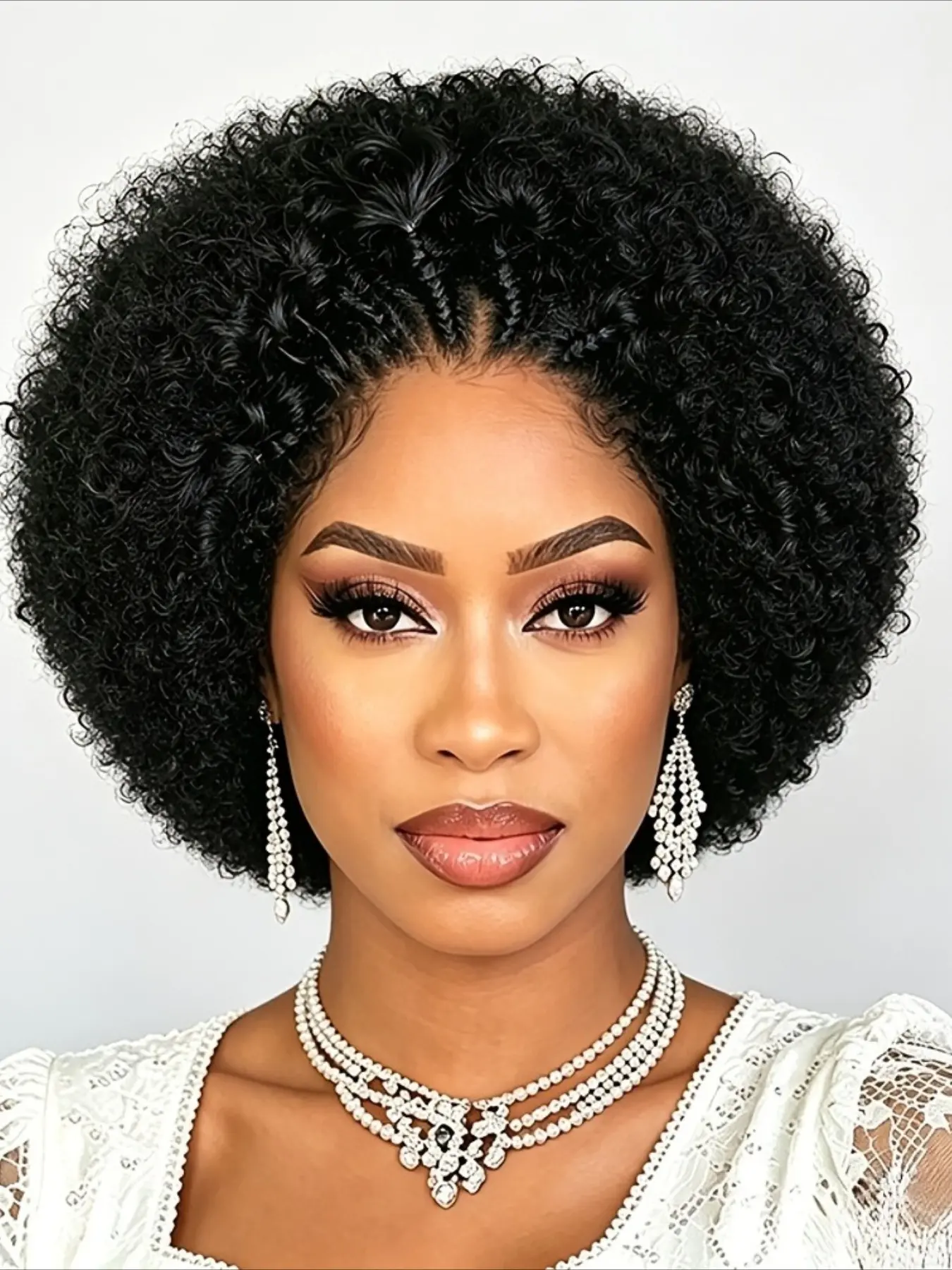Afro Braided Lace Front Wig Braided Cornrow Afro Puff Wig Human Hair Wig Bouncy Afro Puff Wigs for Women 13x4 Transparent Lace Front Wigs Afro Curly Wig for Daily Use Human Hair Wig 150% Density 8Inch Curly Kinky Curly