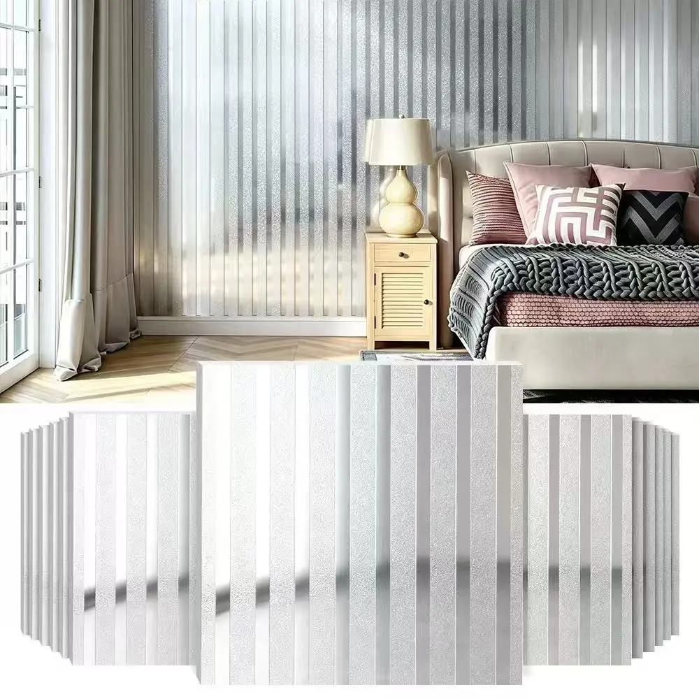 Self-adhesive wood grain striped wall stickers with 3D metallic texture, 20 pieces 11.81×11.81 inches. Marble tile decals ideal for decorating kitchens, bathrooms, feature walls, Interior walls. Waterproof, moisture-proof and easy to install
