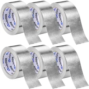 6Pack Adhesive Aluminum Foil Fiberglass Heat Shield Tape 2in x 66ft Silver Self-Adhesive Reflective Thick Heat Resistant Tape for HVAC Ducts Furnace Dryer Vent Auto Engine Insulation Repair