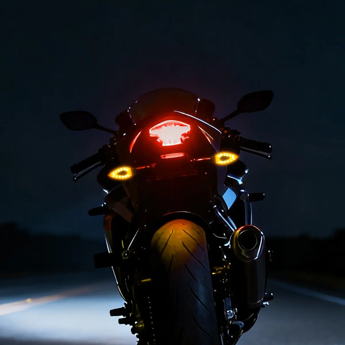 2PCS Teardrop Motorcycle LED Turn Signal Lights 4 Color Red Blue White Yellow Daytime Running Indicators, Aluminum Heat Dissipation Moto Blinkers Universal Fit Motorcycle Scooter ATV Tricycle Motorcycle Turn Signals